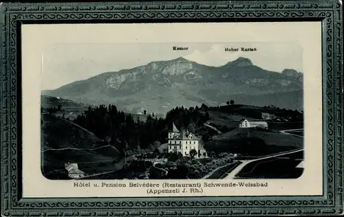 Passepartout Ak Schwende Kanton Appenzell Schweiz, Hotel und Pension Belvedere