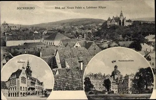 Ak Bückeburg Kreis Schaumburg, Blick auf Neues Palais und Luhdener Klippe