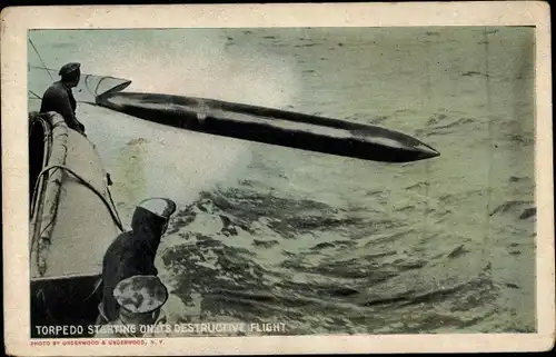 Ak Amerikanisches Kriegsschiff, Torpedo starting on its destructive Flight