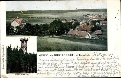 Ak Buntenbock Clausthal Zellerfeld Oberharz, Kuckholzklippe, Panorama vom Ort