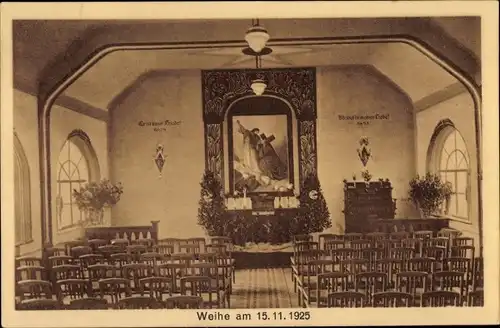 Ak Lunzenau Mulde, Innenansicht der Kapelle, Weihe 1925