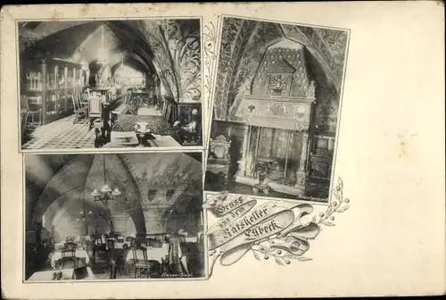 Ak Hansestadt Lübeck, Ratskeller, Innenansicht