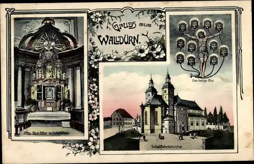 Ak Walldürn im Odenwald Baden, Wallfahrtskirche, Altar, Heiliges Blut