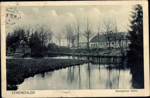 Ak Fünfmühlen Meggerdorf in Schleswig Holstein, Baumgarten Mühle