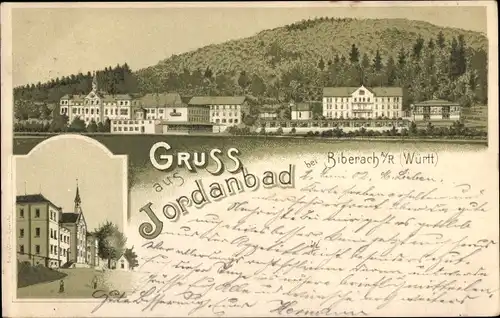 Litho Jordanbad Biberach an der Riß in Oberschwaben, Stadtansicht