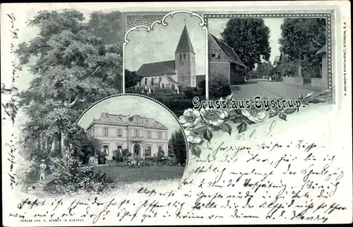 Ak Eystrup in Niedersachsen, Kirche, Schloss, Straßenpartie