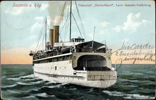 Ak Sassnitz Rügen, Fährschiff Deutschland, Linie Sassnitz Trelleborg