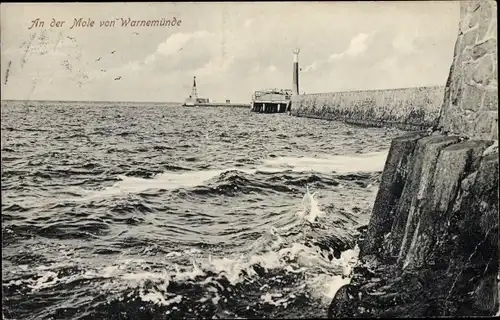 Ak Ostseebad Warnemünde Rostock, An der Mole