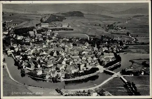 Ak Cham in der Oberpfalz, Fliegeraufnahme