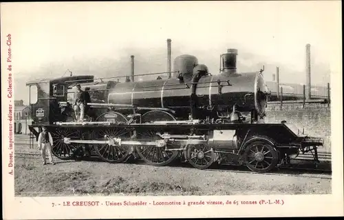 Ak Le Creusot Saône et Loire, Usines Schneider, Französische Eisenbahn, Locomotive, PLM