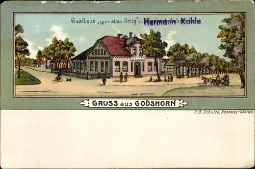 Litho Godshorn Langenhagen in Niedersachsen; Gasthaus zum alten Krug