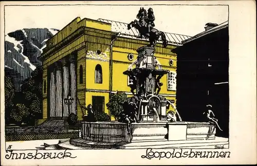 Künstler Ak Heigl, Innsbruck in Tirol, Leopoldsbrunnen