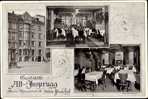 Ak Innsbruck in Tirol, Gaststätte Alt Insprugg, Maria Theresienstraße 16, Innenansicht