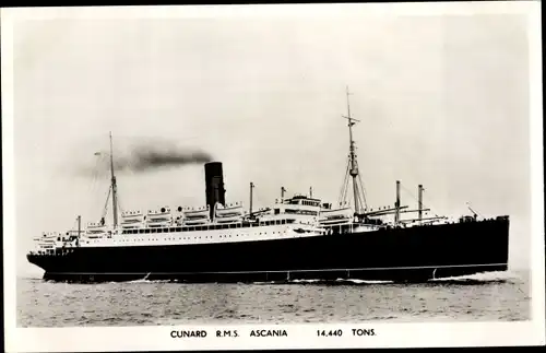 Ak Dampfer RMS Ascania, Cunard