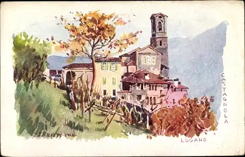 Künstler Ak Redmond, Lugano Kanton Tessin Schweiz, Castagnola