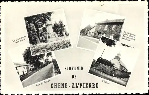 Ak Chêne al'Pierre Manhay Wallonien Luxemburg, Le Monument aux Morts, L'Eglise, Le magasin