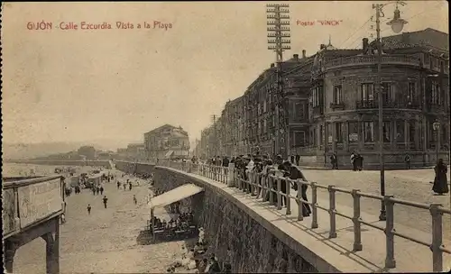 Ak Gijón Asturien Spanien, Calle Ezcurdia Vista a la Playa