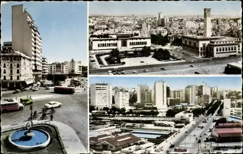 Ak Casablanca Marokko, Straßenansicht, Platz, Gebäude