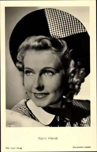 Ak Schauspieler Karin Hardt, Portrait mit Hut