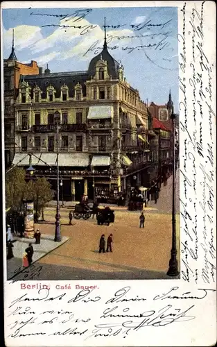 Ak Berlin Mitte, Unter den Linden, Cafe Bauer