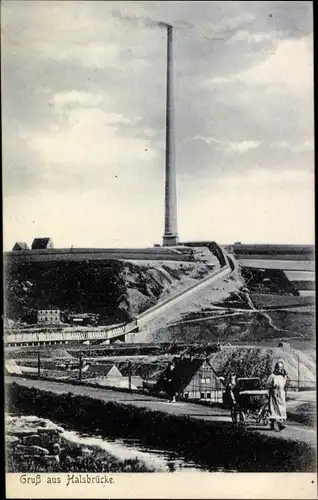 Ak Halsbrücke in Sachsen, Schornstein, Hohe Esse