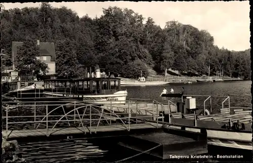 Ak Kriebstein Sachsen, Zschopau Talsperre, Bootstation