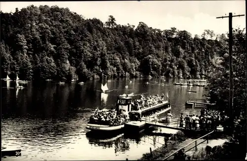 Ak Kriebstein Mittelsachsen, Zschopau Talsperre, Bootsstation, Schiff Kriebstein