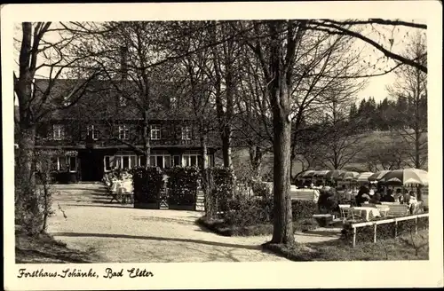 Ak Bad Elster im Vogtland, Forsthausschänke, Außenansicht, Terrasse, Sonnenschirme