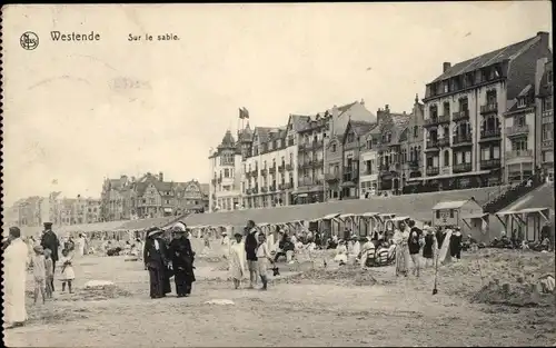 Ak Westende Westflandern, Sur le sable