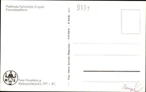 Ak Schönfeld Pfaffroda Olbernhau im Erzgebirge, Feierabendheim