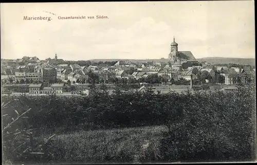 Ak Marienberg im Erzgebirge Sachsen, Gesamtansicht von Süden