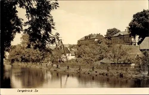 Ak Dresden Langebrück in Sachsen, Teilansicht, Uferpartie