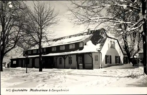 Ak Dresden Langebrück, Hofewiese, HO Gaststätte, Winter