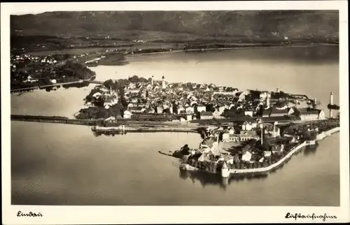 Ak Lindau am Bodensee Schwaben, Luftaufnahme