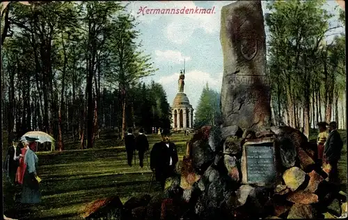 Ak Detmold am Teutoburger Wald, Hermannsdenkmal, Gedenkstein