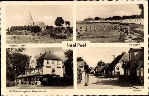 Ak Insel Poel, FDGB Erholungsheim Freundschaft, Kirchdorf, Am Strand, Straßenansicht