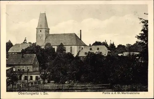 Ak Oberlungwitz in Sachsen, Partie a. d. St. Martinskirche