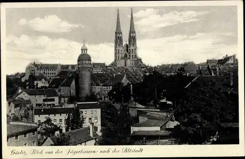 Ak Görlitz in der Lausitz, Blick von der Jägerkaserne nach der Altstadt, Turm, Kirche