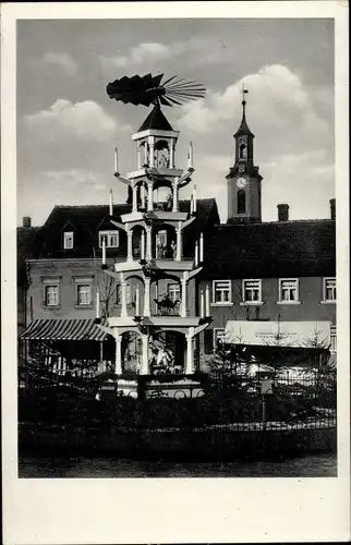 Ak Callnberg Lichtenstein in Sachsen, Weihnachtspyramide vom Schnitzverein, im Jahre 1936