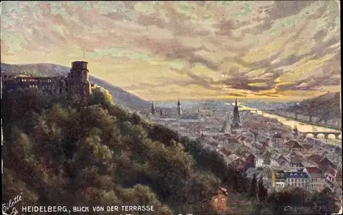 Künstler Ak Flower, Charles, Heidelberg, Blick von der Terrasse, Tuck 610 B