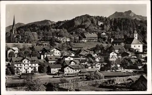 Ak Miesbach in Oberbayern, Ortsansicht mit Breitenstein und Wendelstein