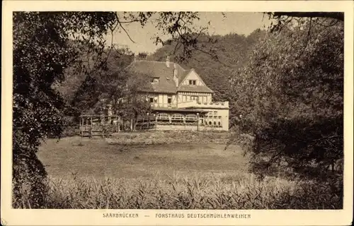 Ak Saarbrücken im Saarland, Forsthaus Deutschmühlenweiher