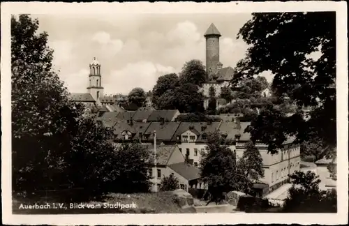 Ak Auerbach im Vogtland, Blick vom Stadtpark