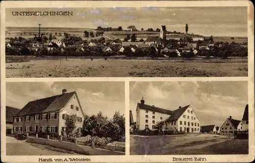 Ak Unterelchingen Elchingen in Schwaben, Panorama, Brauerei Zahn, Handlung A. Weinstein