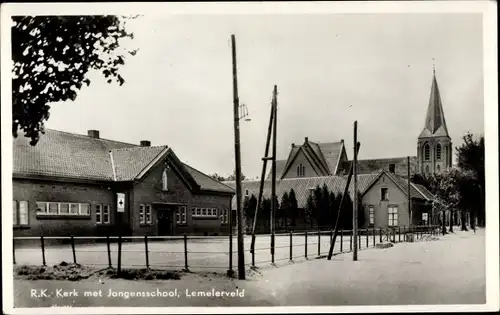 Ak Lemelerveld Overijssel, R. K. Kerk met Jongensschool