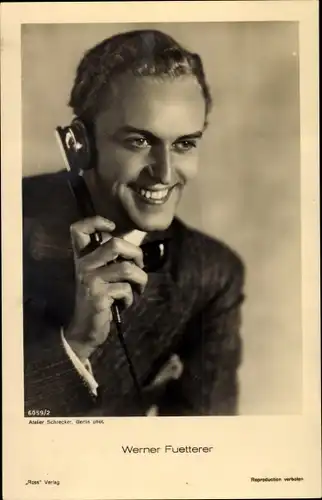 Ak Schauspieler Werner Fuetterer, Portrait mit Telefon, Ross A 6059/2
