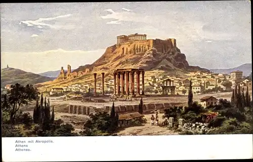 Künstler Ak Perlberg, F., Athen Griechenland, Akropolis