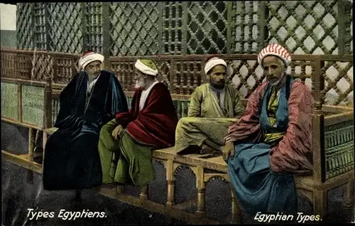 Ak Ägypten, Types Egyptiens, Einheimische Männer in typischer Kleidung
