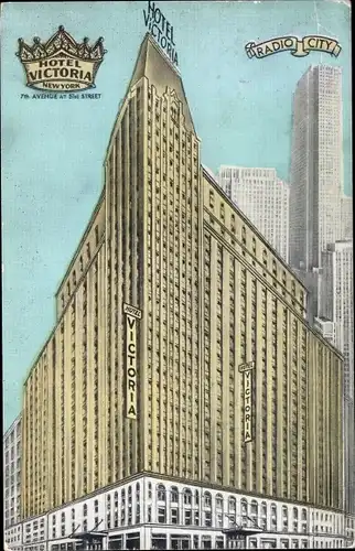 Ak New York City USA, Hotel Victoria, 51st Street and 7th Avenue, Radio City