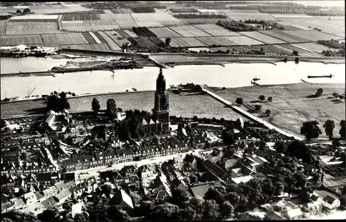 Ak Rhenen Utrecht, De Rijn, Blick aus der Vogelschau